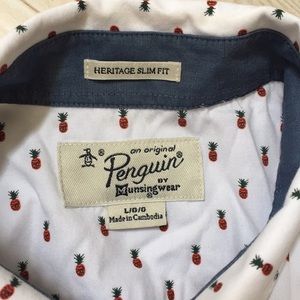 Penguin button down pineapple shirt size large